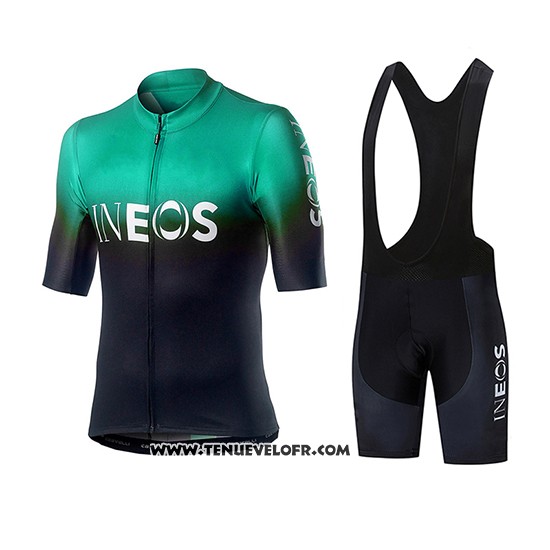 2019 Maillot Ciclismo Castelli Ineos Noir Vert Manches Courtes et Cuissard